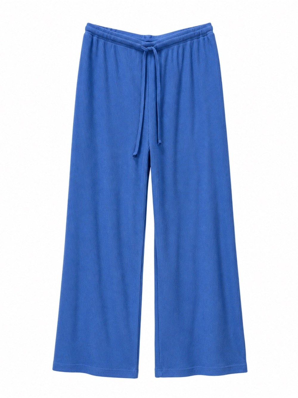 Auden Blue Wide-Leg Lounge Pants Women’s Large Short Soft Ribbed Comfy Casual
